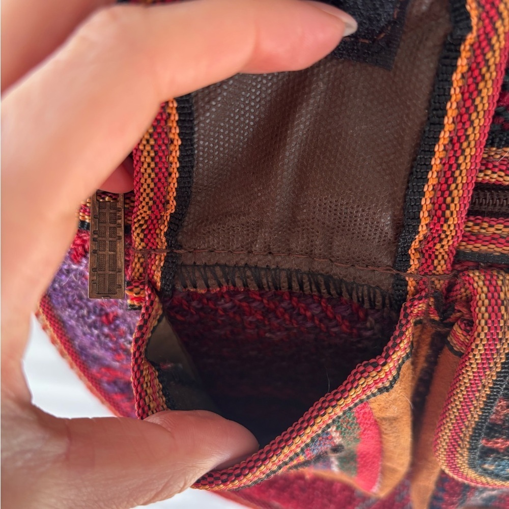 Boho Round Crossbody Bag in Red and Black - Picture 7 of 12